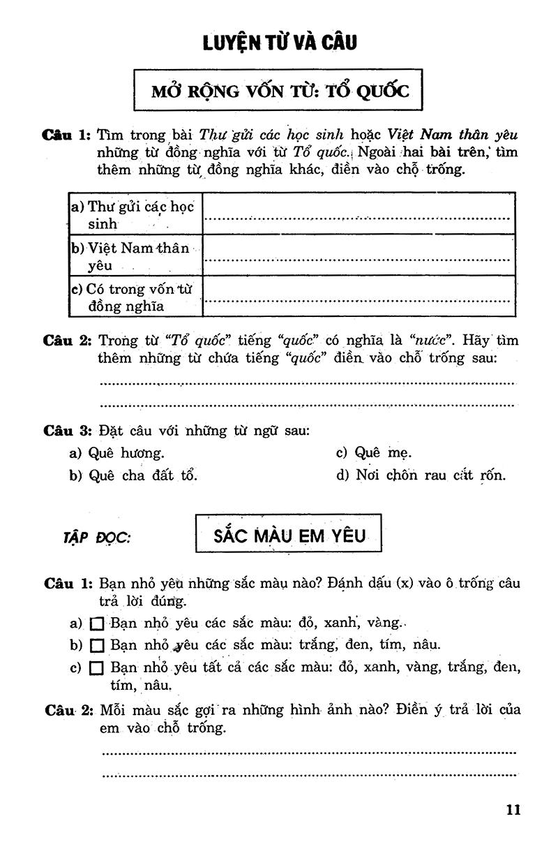 Câu Hỏi Và Bài Tập Trắc Nghiệm Tiếng Việt Lớp 5 Tập 1