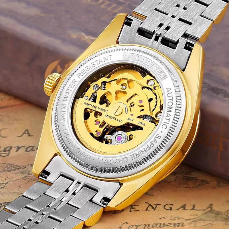 Đồng Hồ Nam Cadisen C8105M Chính Hãng Full Box Chống Nước Kính Chống Xước Dây Thép BH 2 Năm Máy Cơ