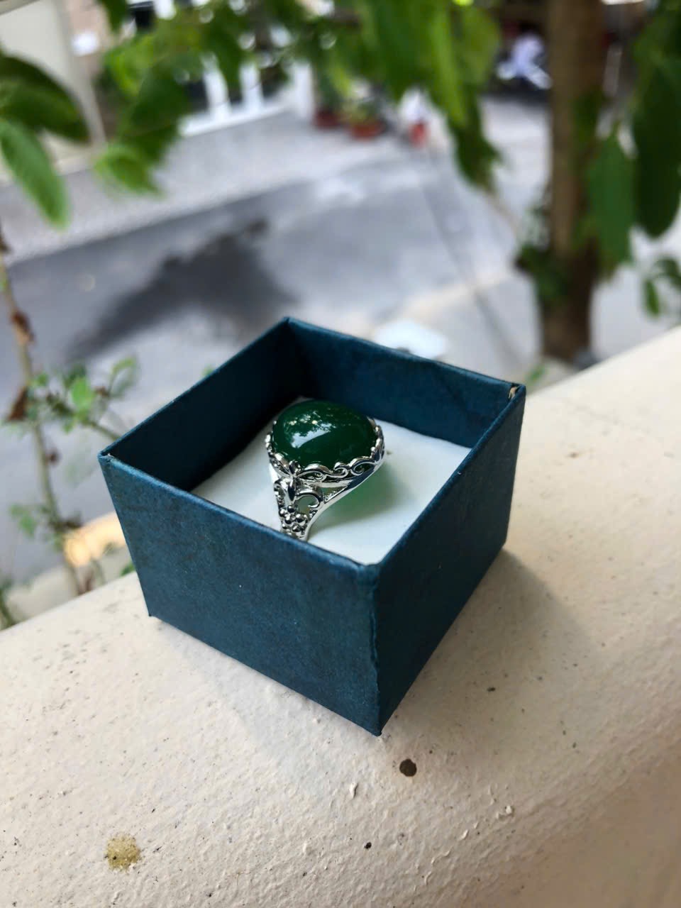 Nhẫn Bạc Đính Ngọc Lục Bảo Nhân Tạo Dành Cho Phái Nữ