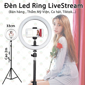(Loại Chuẩn) Bộ Đèn LedRing LiveStream Cỡ 33cm Cao 2m1 KhoNCC Hàng Chính Hãng - Phù Hợp Idols , YouTube, Tiktok, Thẩm Mỹ Viện Phun Xăm, Bán Hàng - KLM-LEDRING33CM-FULL (Đen Trắng)