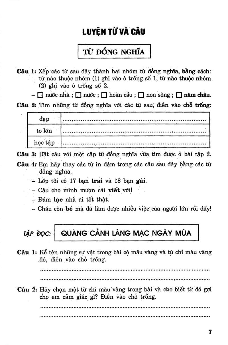 Câu Hỏi Và Bài Tập Trắc Nghiệm Tiếng Việt Lớp 5 Tập 1