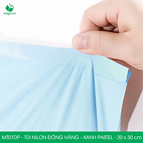 MT01DP - 20x30 cm  - Túi nilon gói hàng - 200 túi niêm phong đóng hàng màu xanh pastel