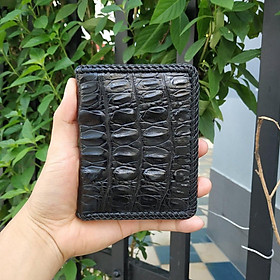 Bóp Nam Dáng Đứng Da Đuôi Cá Sấu 2 Mặt. ĐAN VIỀN THỦ CÔNG RẤT ĐẸP