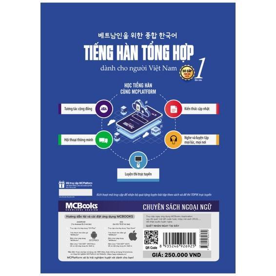Sách - Tiếng Hàn Tổng Hợp Dành Cho Người Việt Nam - Sơ Cấp 1 - Sách Bài Học - Bản Màu - MCBooks