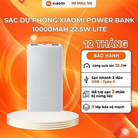 Sạc Dự Phòng Xiaomi Power Bank 10000mAh 22.5W Lite TH | Sạc Nhanh | Sạc Cùng Lúc Nhiều Thiết Bị | Bảo Hành 12 Tháng | Hàng Chính Hãng 