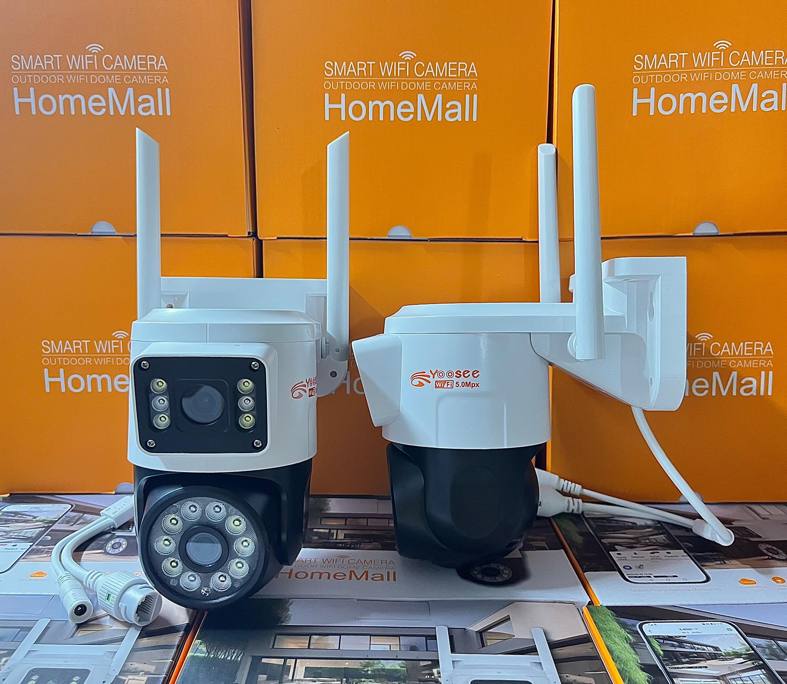 Camera Yoosee Wifi 2 Mắt Ngoài Trời 2 Màn Hình 5MP Xem Đêm Có Màu, Hỗ Trợ Đàm Thoại 2 Chiều Xoay 360 Độ - Hàng Nhập Khẩu