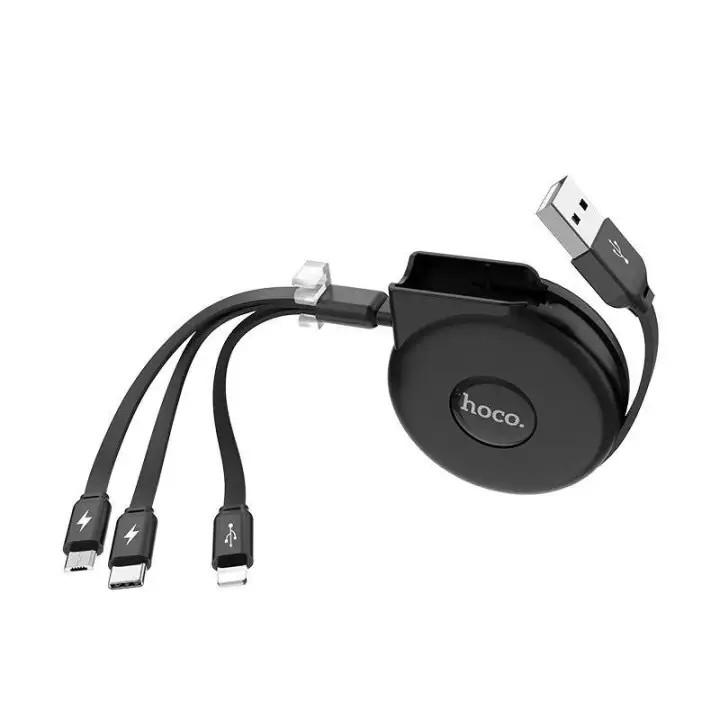 Cáp sạc nhanh dây rút 3 đầu Hoco U50 - HÀNG CHÍNH HÃNG