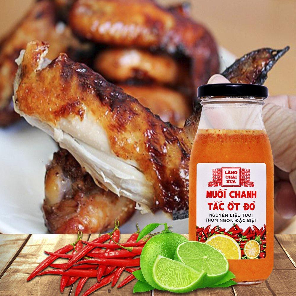Muối ớt đỏ chanh tắc cao cấp Làng Chài Xưa, nguyên liệu tươi, thơm ngon đặc biệt, chai thủy tinh 300gr
