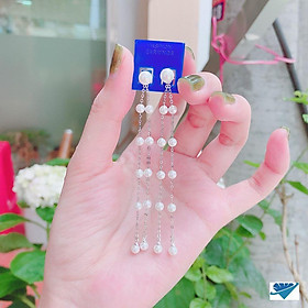 Bông tai bạc tua trai dài chất liệu bằng bạc MS0902