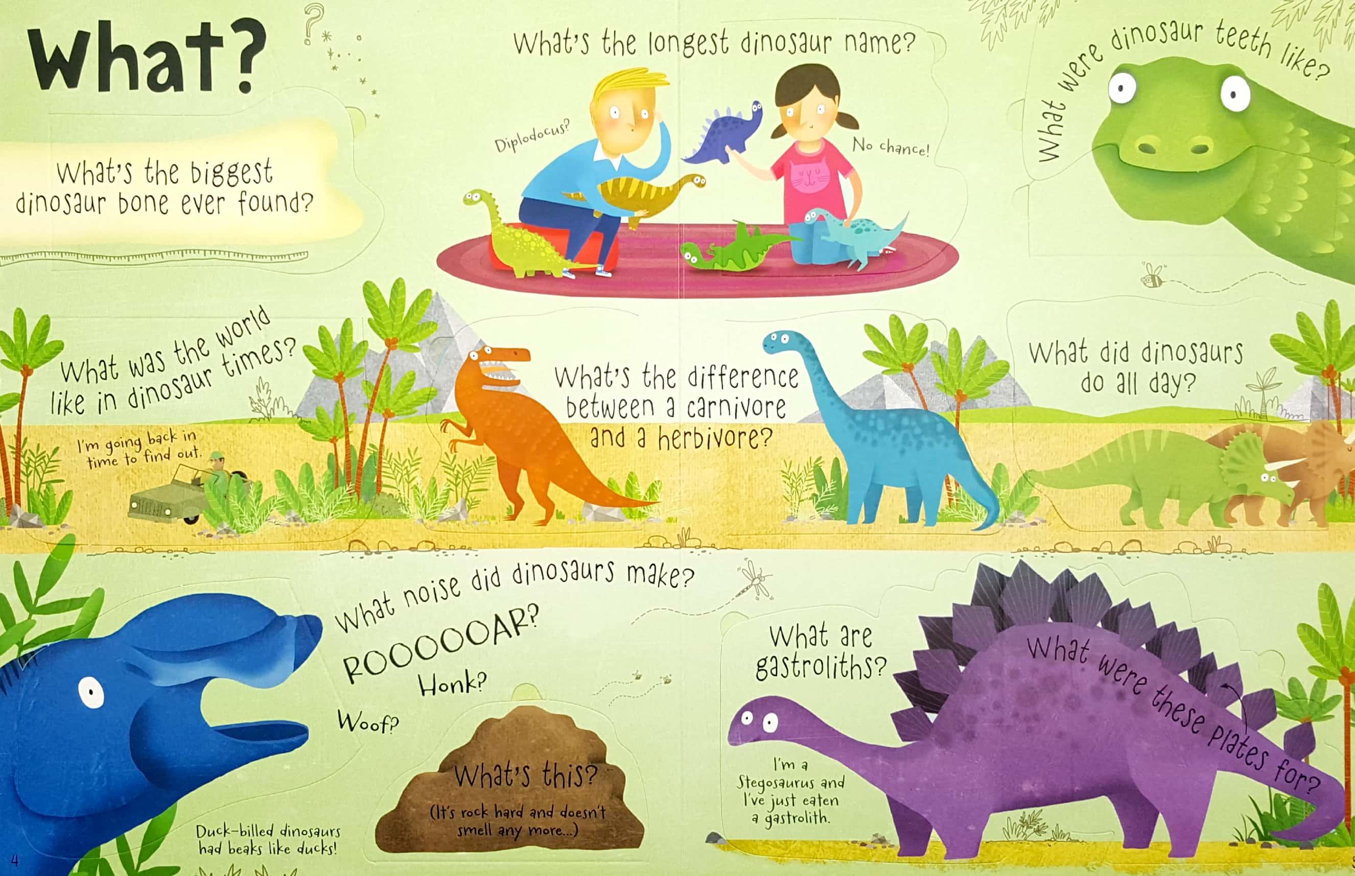 Sách tương tác tiếng Anh - Usborne Lift-the-flap Questions and Answers about Dinosaurs