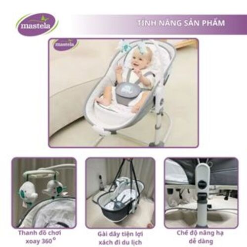 Nôi rung đa năng - bập bênh - nôi xách tay - giường ngủ chung - Mastela 6 trong 1 (từ sơ sinh đến 36 tháng) 8037 - 8039