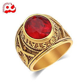 Nhẫn nam titan cao cấp thời trang đẹp thép không gỉ kiểu nhẫn mỹ mạ vàng trangsucpt đá đỏ PTNNA221