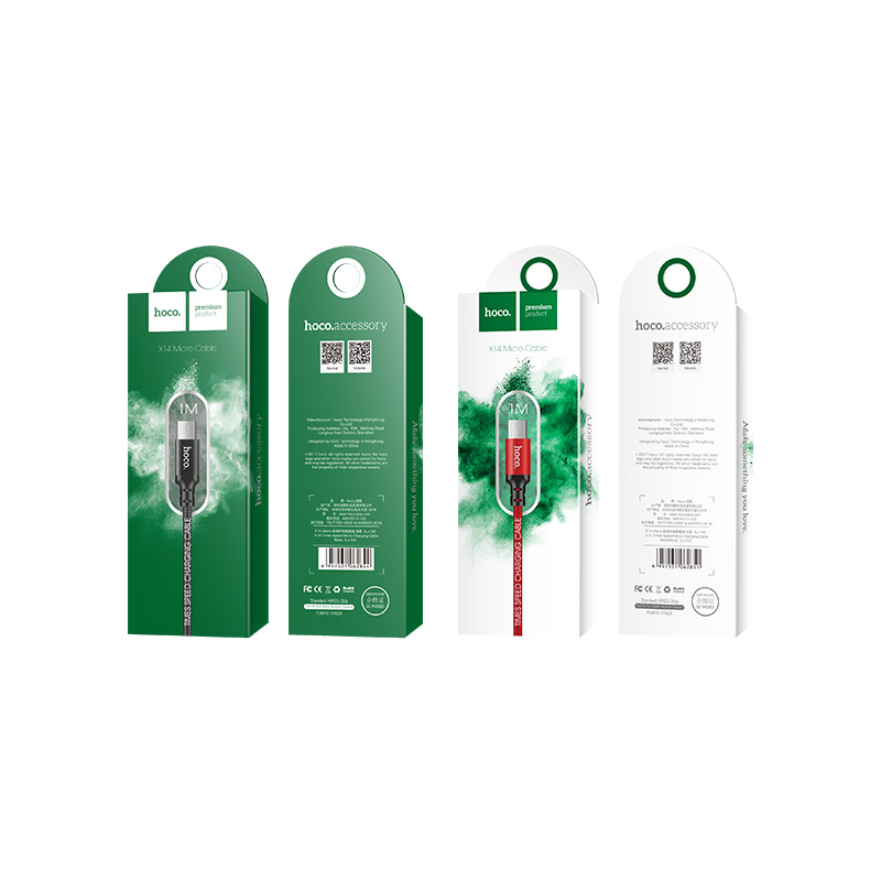 Cáp USB to MicroUSB dây dù X14 chính hãng Hoco 2m (màu ngẫu nhiên)