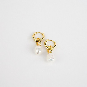 Bông Tai Ngọc Trai FW Thiết Kế UK Style (Hoop Drop Pearl) - MOOON Jewelry