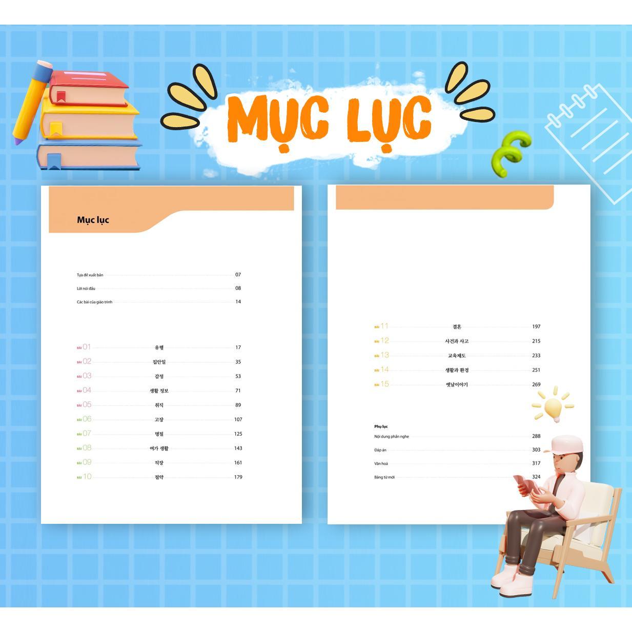 Sách - Giáo Trình Tiếng Hàn Tổng Hợp Trung Cấp 4 - Bản Màu - MCBooks