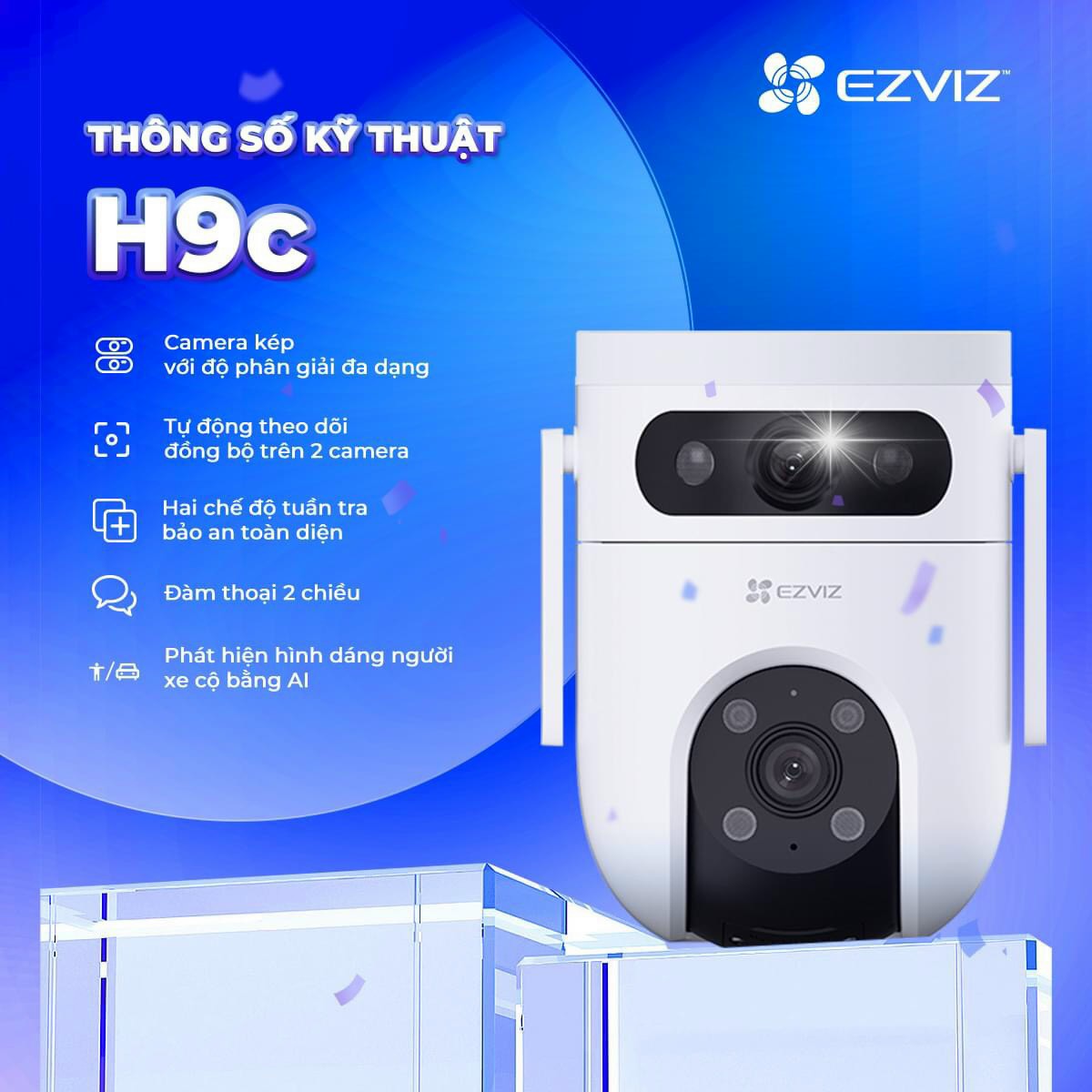 Camera WiFi quay quét có ống kính kép EZVIZ H9C 6MP 10MP - Hàng Chính Hãng