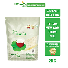 Gạo Hoa Lúa Trắng - Túi 2kg - Dẻo vừa, mềm cơm, thơm nhẹ