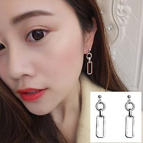 Đôi bông tai mắt xích chữ nhật dáng ngắn độc lạ