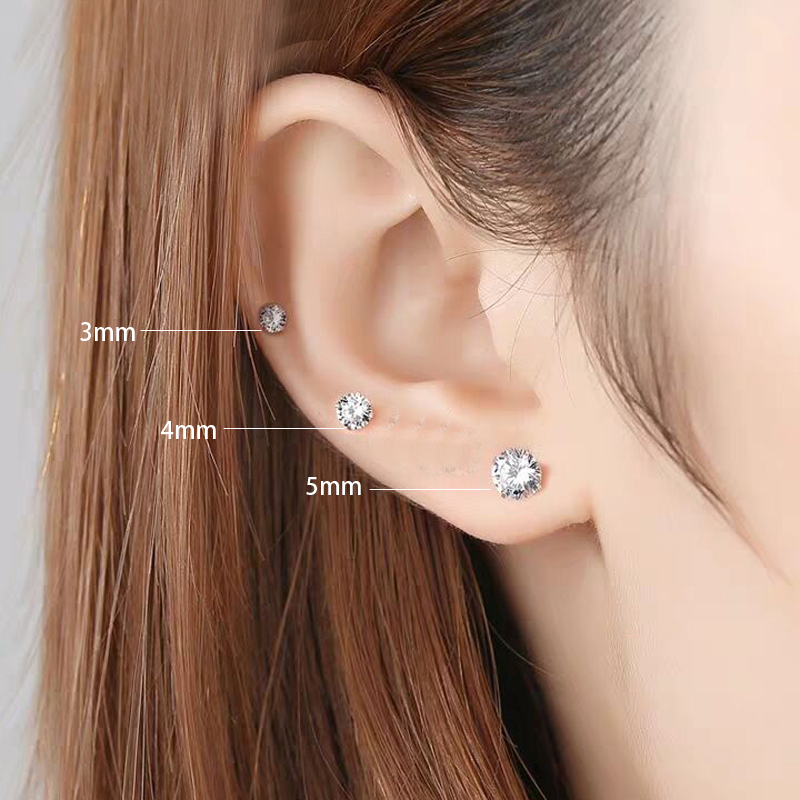 14K Gold Post Earrings White - MOON Jewelry