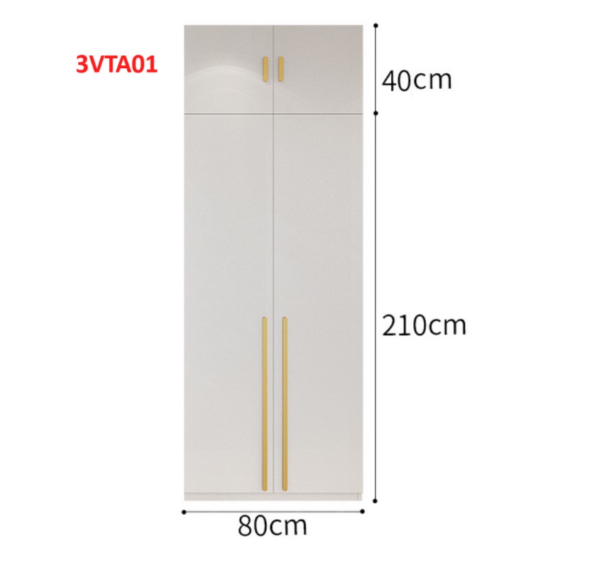 Tủ quần áo thiết kệ hiện đại - Tủ quần áo gỗ MDF 3VTA01A - Nội thất lắp ráp Viễn Đông ADV