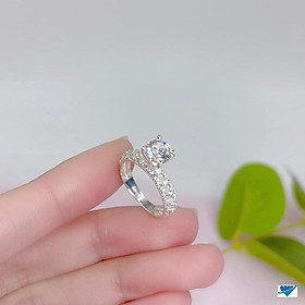 Nhẫn nữ bằng bạc đính đá cao cấp MS08g