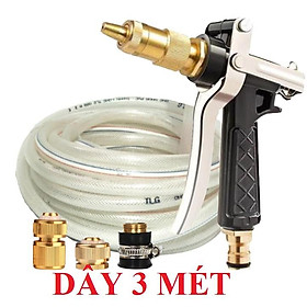 Bộ dây vòi xịt nước rửa xe, tưới cây . tăng áp 3 lần, loại 3m, 5m 206236Sđầu đồng, cút đồng, d.vàng