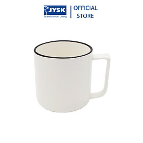 Cốc | JYSK nID | sứ trắng bóng viền đen | 12.3x9.1x9.7cm (400ml)