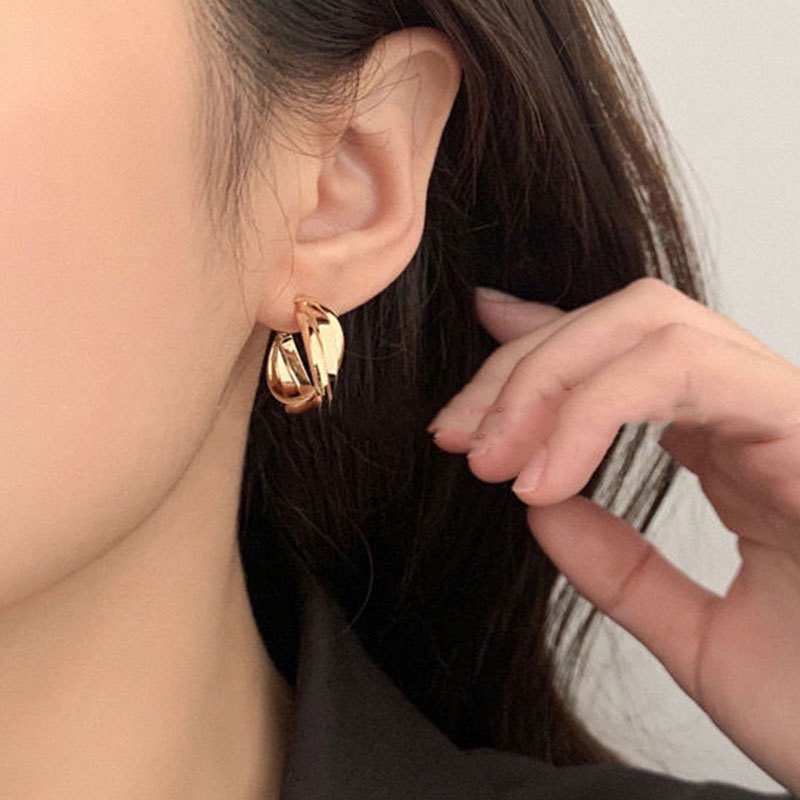 Khuyên tai dáng tròn nhỏ nhiều lớp