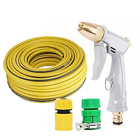 Bộ dây vòi xịt nước rửa xe, tưới cây tăng áp 3 lần, loại 10m (cút nhựa nối nhựa xanh) 206846