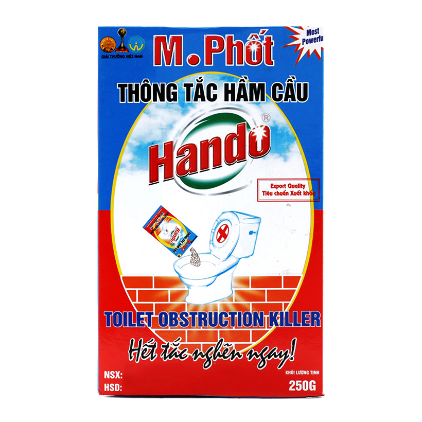 Combo 2 gói Bột thông tắc bồn cầu bể phốt xuất khẩu Hando 250Gr