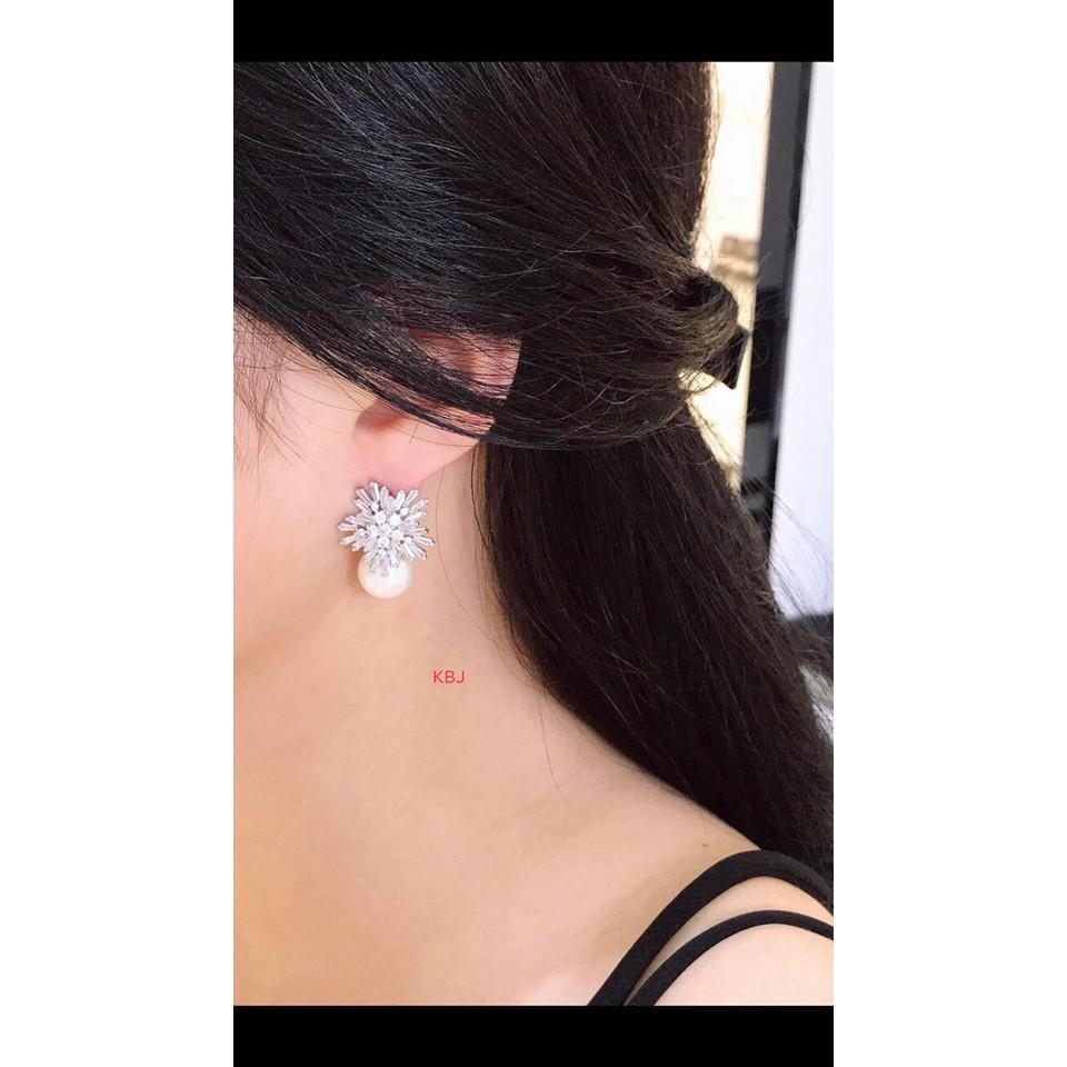 Bông tai bạc full đá thời trang chất liệu bằng bạc s925 MS0854