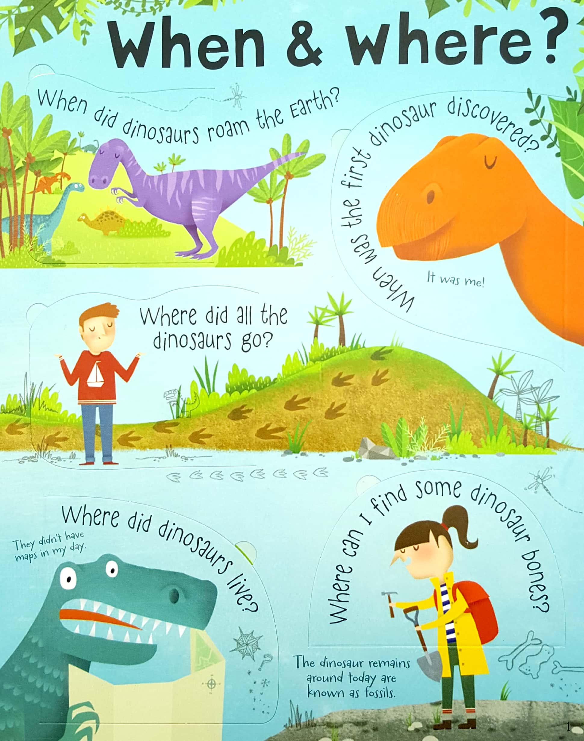 Sách tương tác tiếng Anh - Usborne Lift-the-flap Questions and Answers about Dinosaurs