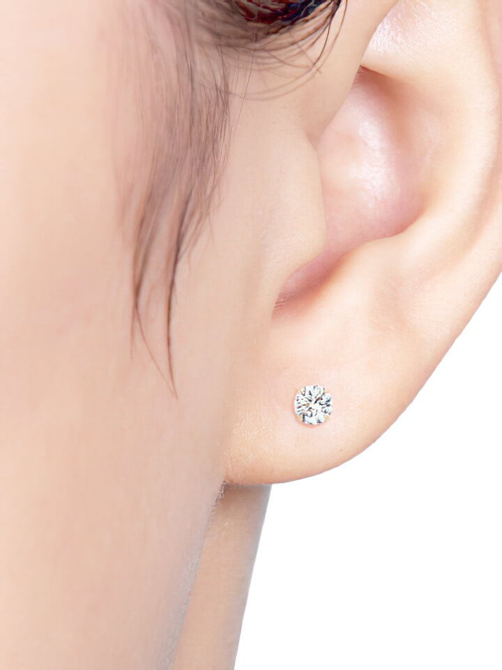 14K Gold Post Earrings White - MOON Jewelry