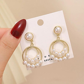 Bông tai nữ dáng tròn 2 lớp ulzzang