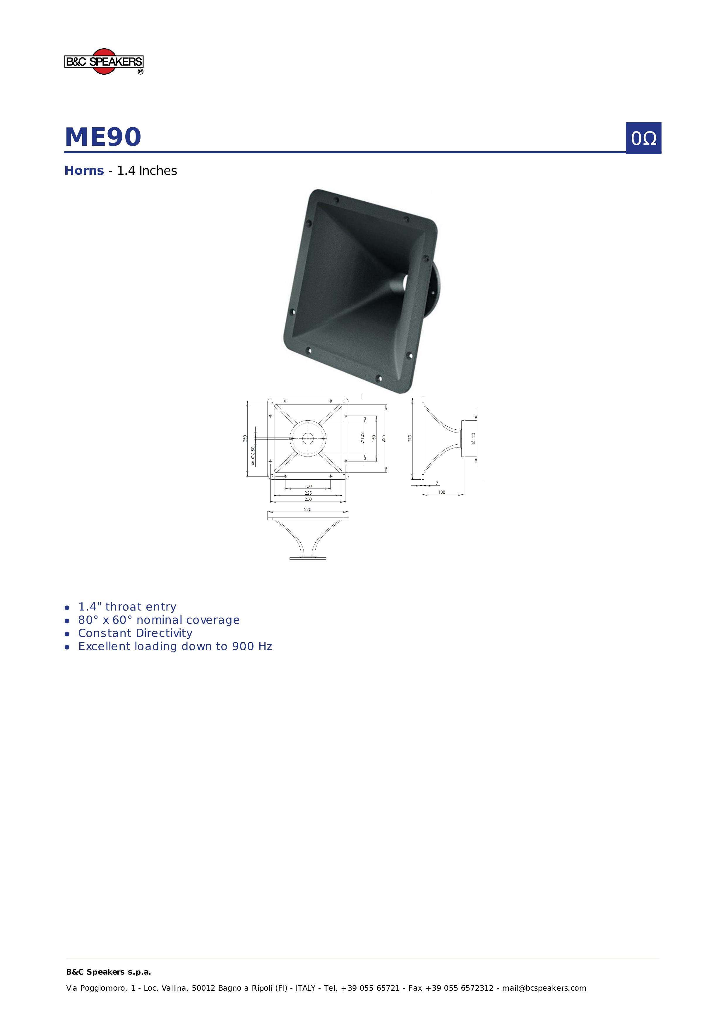 HỌNG LOA TREBLE B&C SPEAKERS ME90 ( 1 cái) – Hàng Chính Hãng