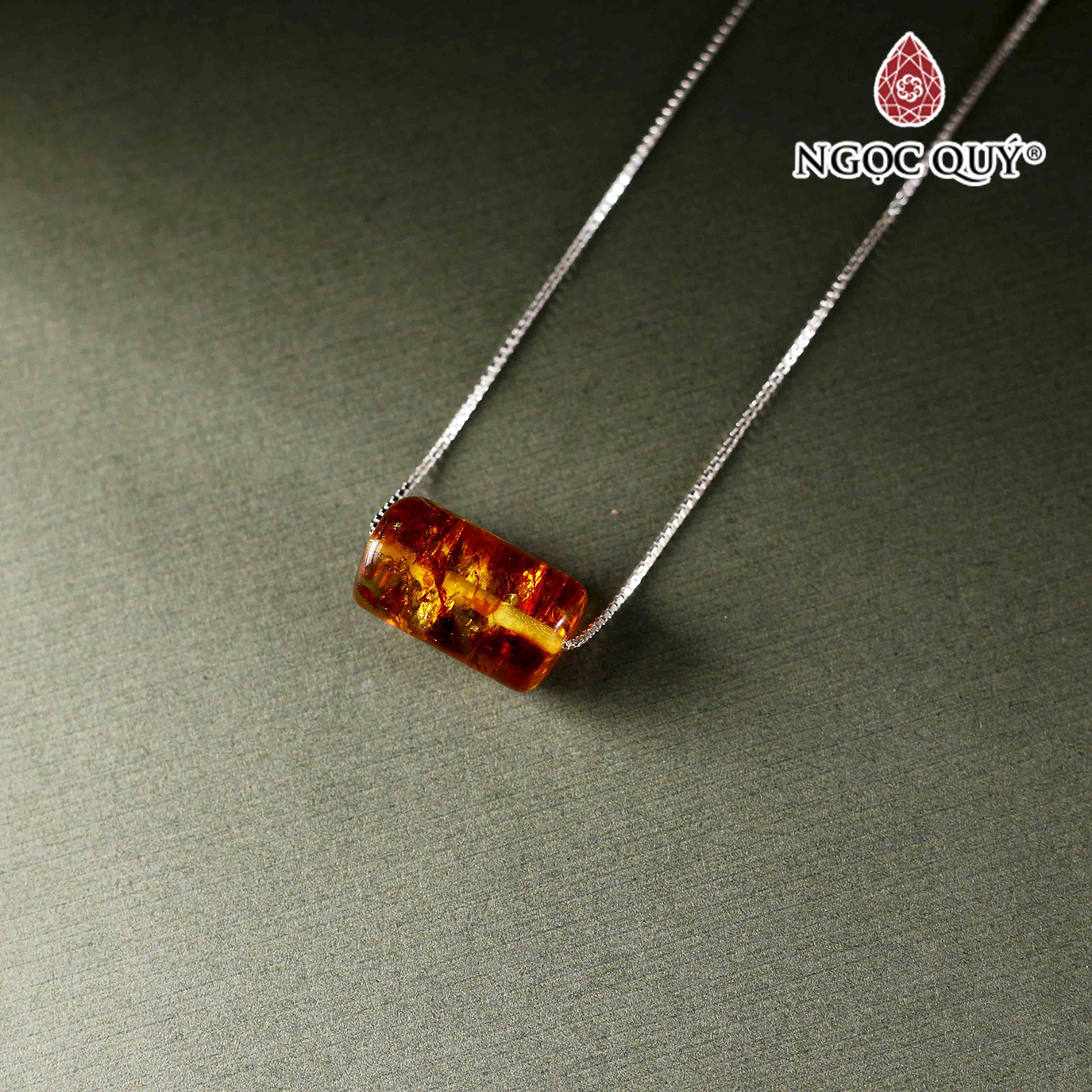 Dây chuyền hổ phách 14x8mm - Ngọc Quý Gemstones