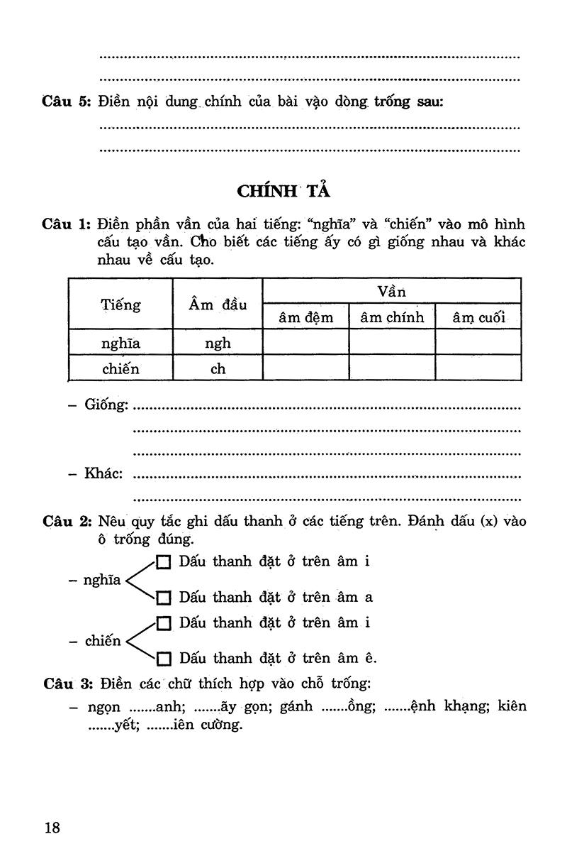 Câu Hỏi Và Bài Tập Trắc Nghiệm Tiếng Việt Lớp 5 Tập 1