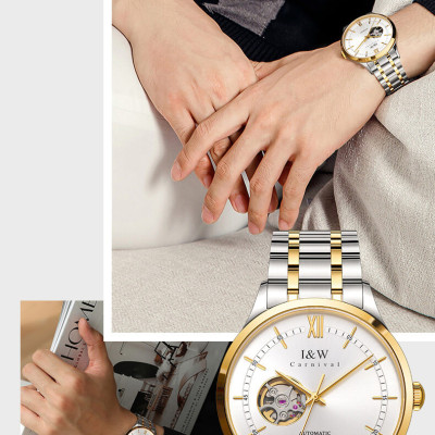 Đồng Hồ Nam I&W Carnival 570G Chính Hãng Full Box Chống Nước Kính Chống Xước Dây Thép Cao Cấp BH24T (Máy Cơ Tự Động)