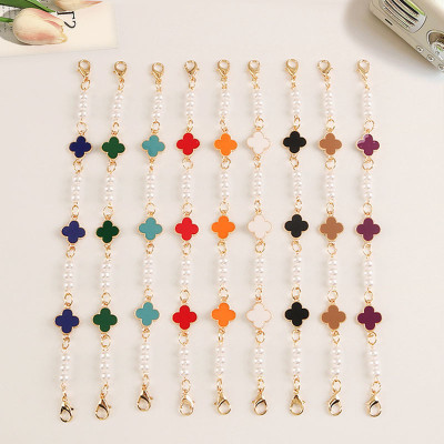 Dây kính dây đeo khẩu trang đeo sau gáy tai giả hoa tiết cỏ bốn lá may mắn