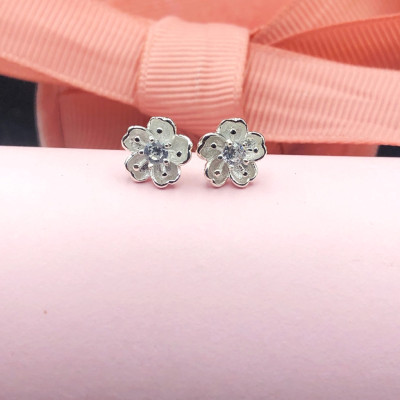 Hoa Tai, Bông Tai Nữ Hoa Anh Đào Bạc S925 Chính Hãng Bạc Hiểu Minh HT369
