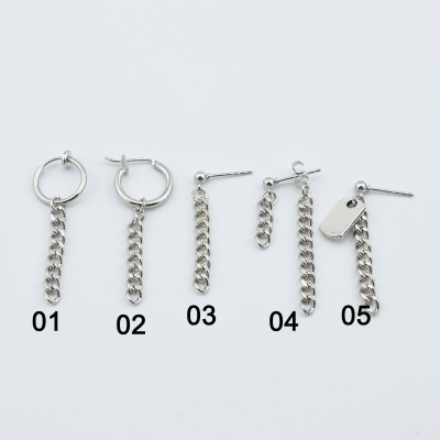 Khuyên tai chuỗi xích titan không gỉ đơn giản unisex