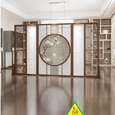 Bình phong gỗ khung tranh cắt CNC cho phòng khách, nhà bếp, nhà hàng, spa CNC05 - Nội thất lắp ráp Viendong Adv