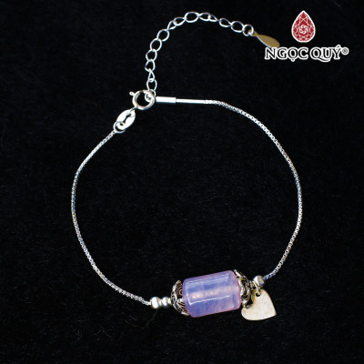 Lắc bạc đốt trụ thạch anh hồng mệnh hỏa, thổ - Ngọc Quý Gemstones