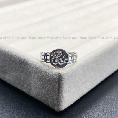 Nhẫn Nam Bạc Ta Kim Tiền Mặt Chữ Bạc Hiểu Minh NA042