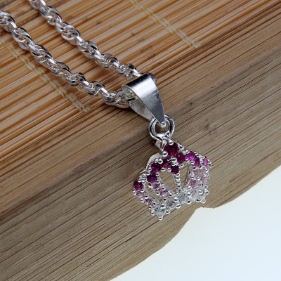 Dây Và Mặt Dây Chuyền Trẻ Em Bạc Hiểu Minh DTE055 vương miện elsa