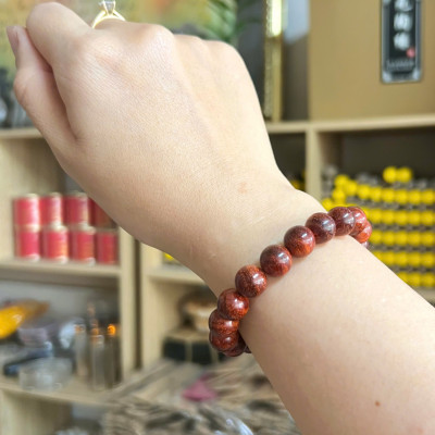 Vòng Gỗ Tử Đàn Ấn 10li - Vòng đeo tay Cao Cấp Tiểu Diệp Lá Nhỏ Kim Sa Nhiều Sao Phong Thủy