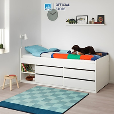 Giường Ngủ Cho Bé Có 4 Ngăn Kéo Đựng Đồ Đa Năng Màu Trắng SIB Decor GN34