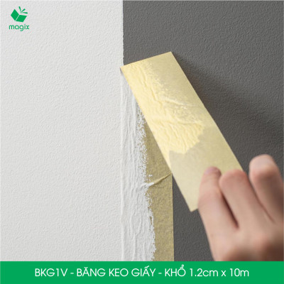 BKG1V - Block 24 cuộn băng keo giấy khổ 1.2cm x 10m - Băng dính giấy viết được, chặn màu sơn
