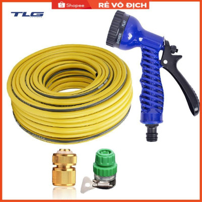 Bộ dây vòi xịt rửa xe, tưới cây, dọn dẹp nhà cửa 7-10m (cút đồng nối nhựa xanh) 206843