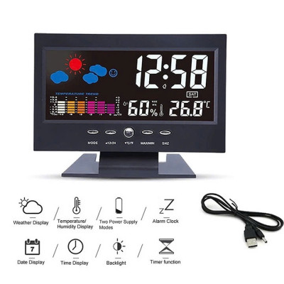 Đồng Hồ LED Để Bàn Báo Thức Cảm Biến Âm Thanh, Màn Hình LCD Có Báo Nhiệt Độ, ĐÈN TRANG TRÍ , ĐỒNG HỒ TREO TƯỜNG